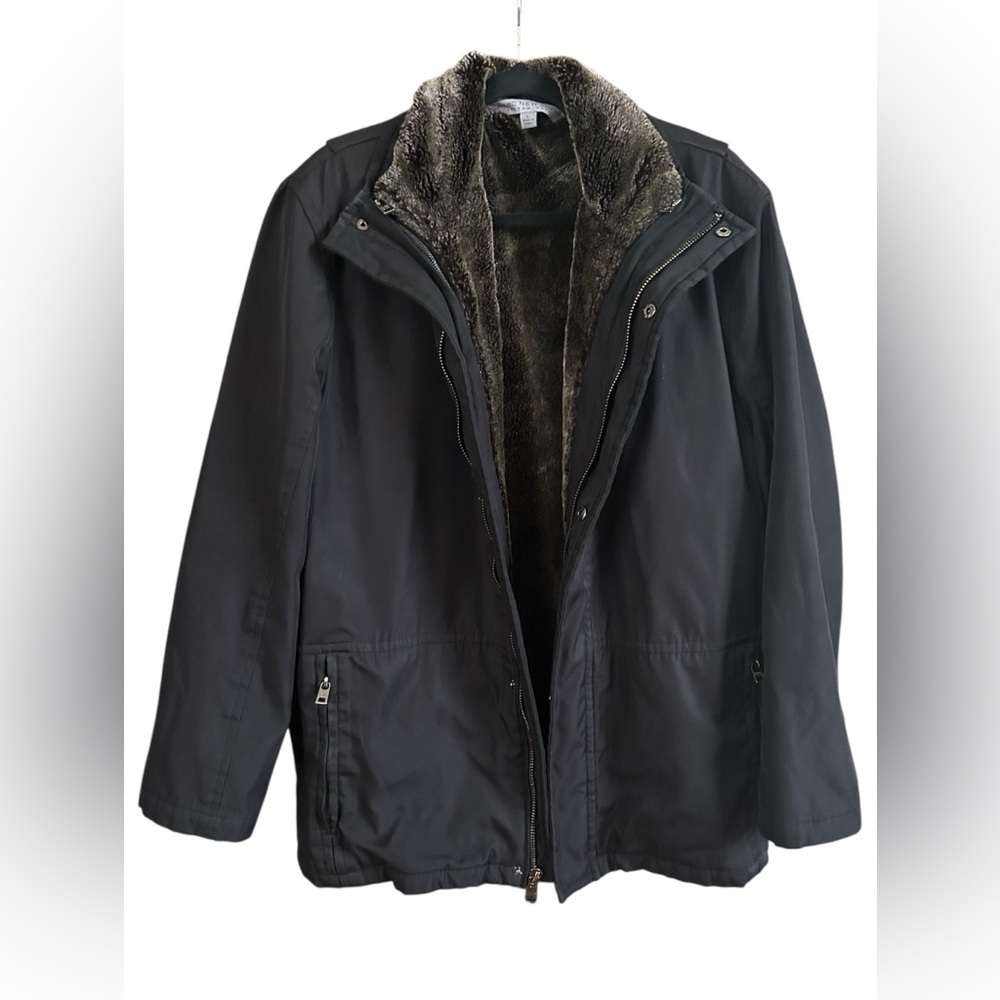 Marc New York Andrew Marc Black 3-in-1 Jacket Faux Fur Lined Utility Coat Large